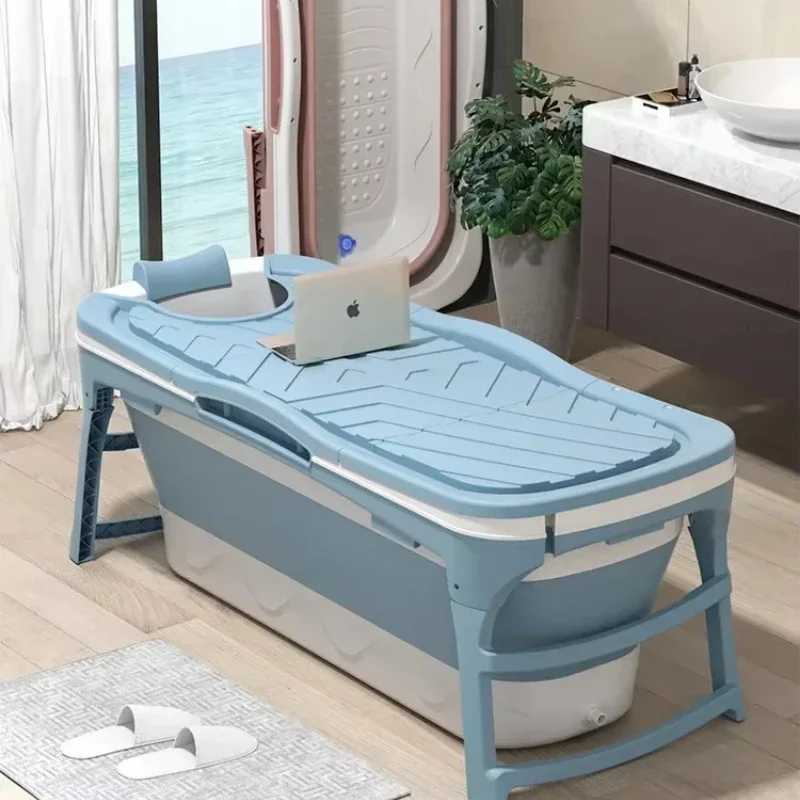 Foldable Bath Tub for Adults Portable Bath Bucket Quality Plastic Thickened Double-Layer Bathtub Large Size