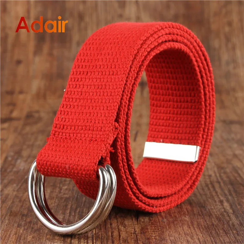 Women Belts Double Ring Buckle High Quality Strap Casual Sports Students Belt Metal Webbing Belts For Ladies Canvas Nylon DT037