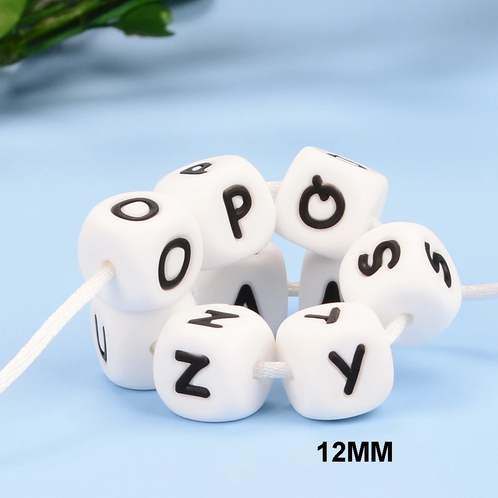 LOFCA 12mm 100pcs Silicone Food Grade Letter Beads BPA-Free Loose Alphabet Bead For Personalized Name DIY Jewelry Accessories