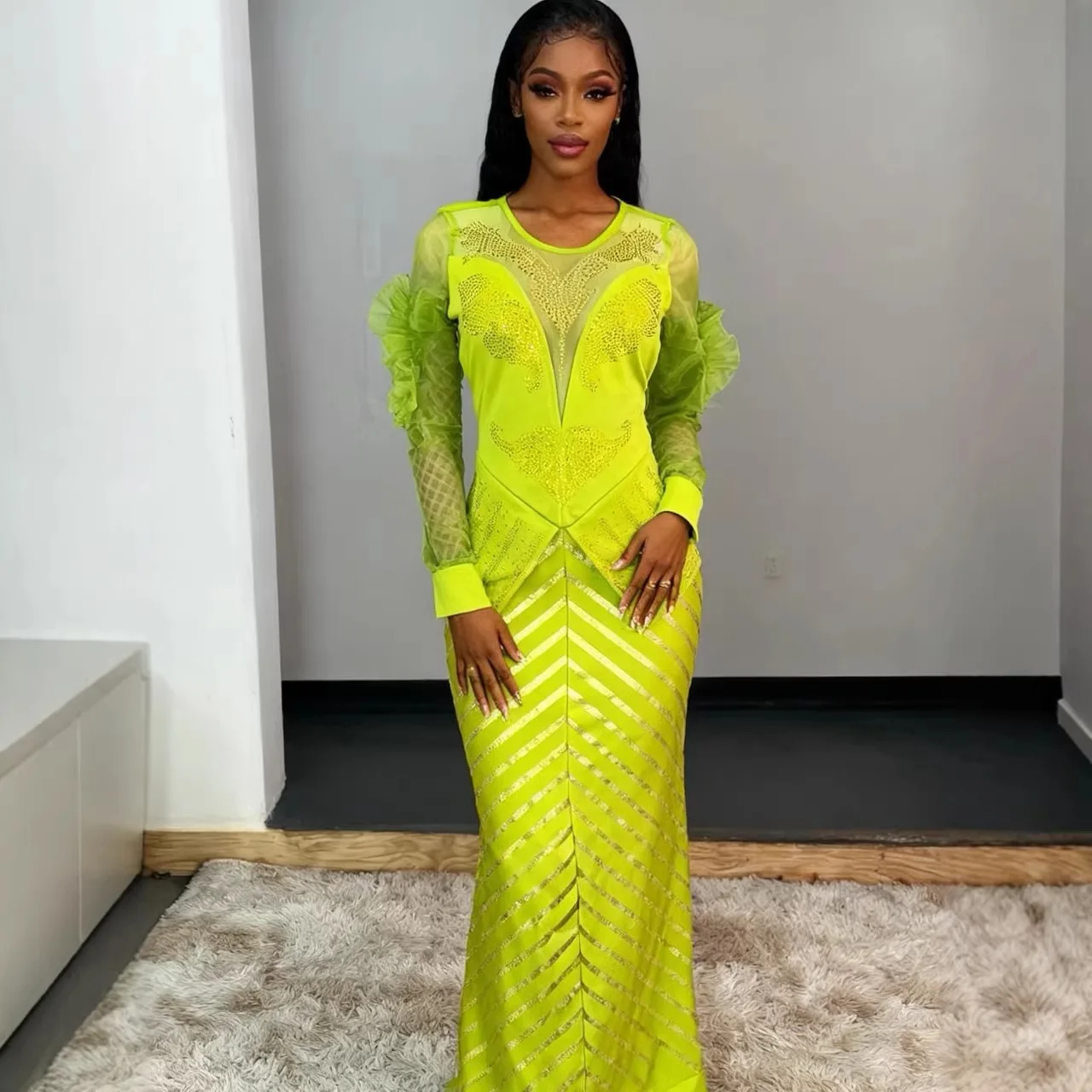 

Africa Clothing Party Evening Dresses Elegant Women Luxury Bodycon Maxi Dress Long Sleeve Robes Birthday Wedding Ladies Gowns