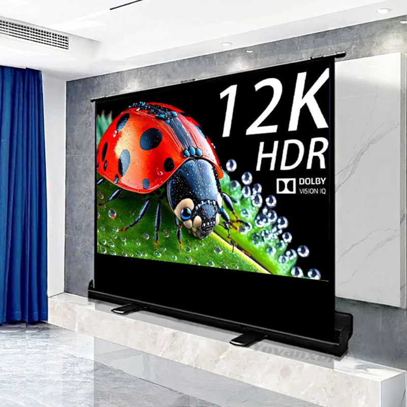 

Universal Portable Floor Standing Pull Up Projection Screen 16:9 4:3 16:10 Full Screen for Normal UST Projectors 4K 3D Supported