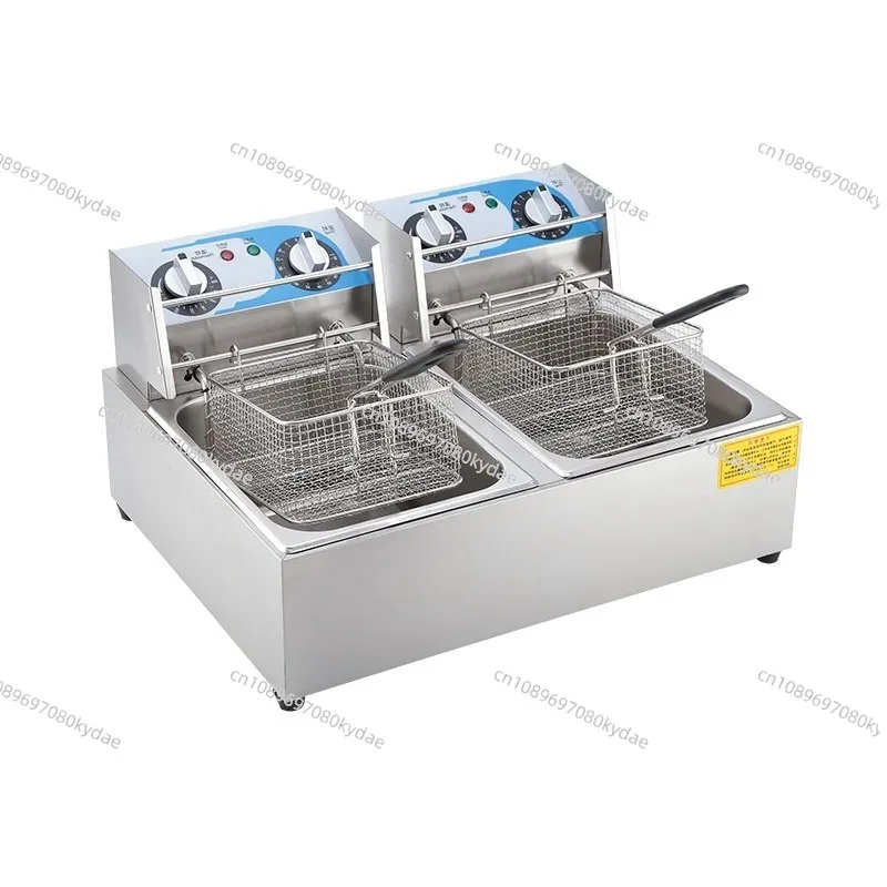 High - performance Large - capacity double - cylinder electric deep fryer for commercial French fries friteuses