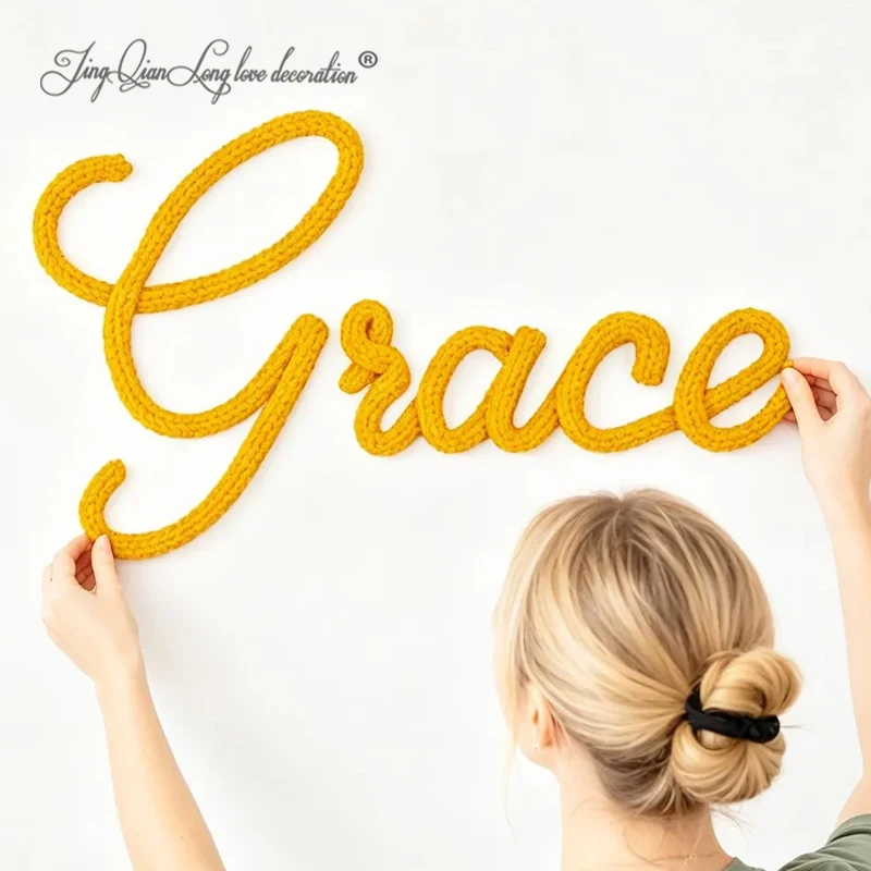 Handmade Knitted Wire Name Sign:  Wall Decor, Personalized Bedroom Sign Custom  Name Sign