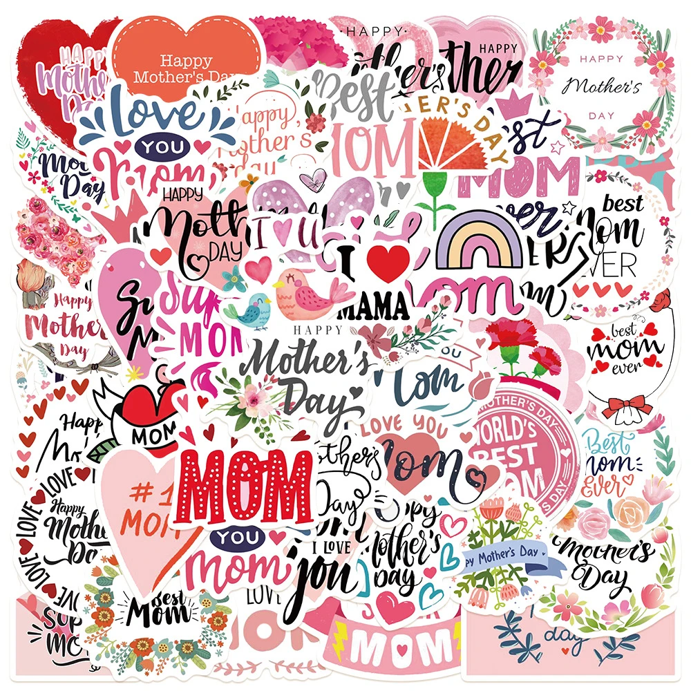 

10/30/50pcs Cartoon Happy Mother's Day Graffiti Stickers Decals Laptop Scrapbook Water Bottle Phone Stationery Sticker Kids Toys