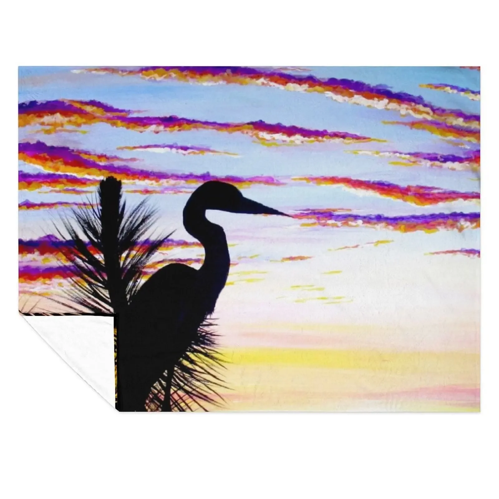 

Heron Sunset Throw Blanket Beach Designers Bed covers for sofa Blankets