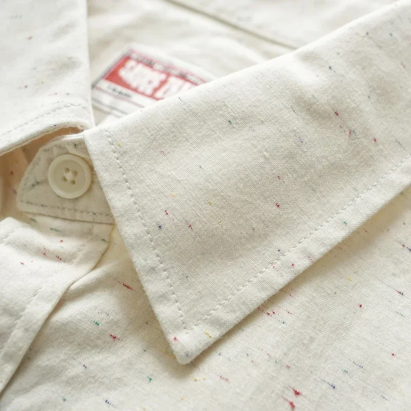 Sauce Zhan Mens Shirts Vintage Colorful Points Long Sleeve Work Shirts for Man Pure Cotton  Spring and Autumn Chambray shirts