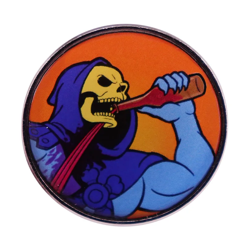 He-Man x Masters Of The Universe Drinking wine Skeletor brooch lapel pin classic Comic badge