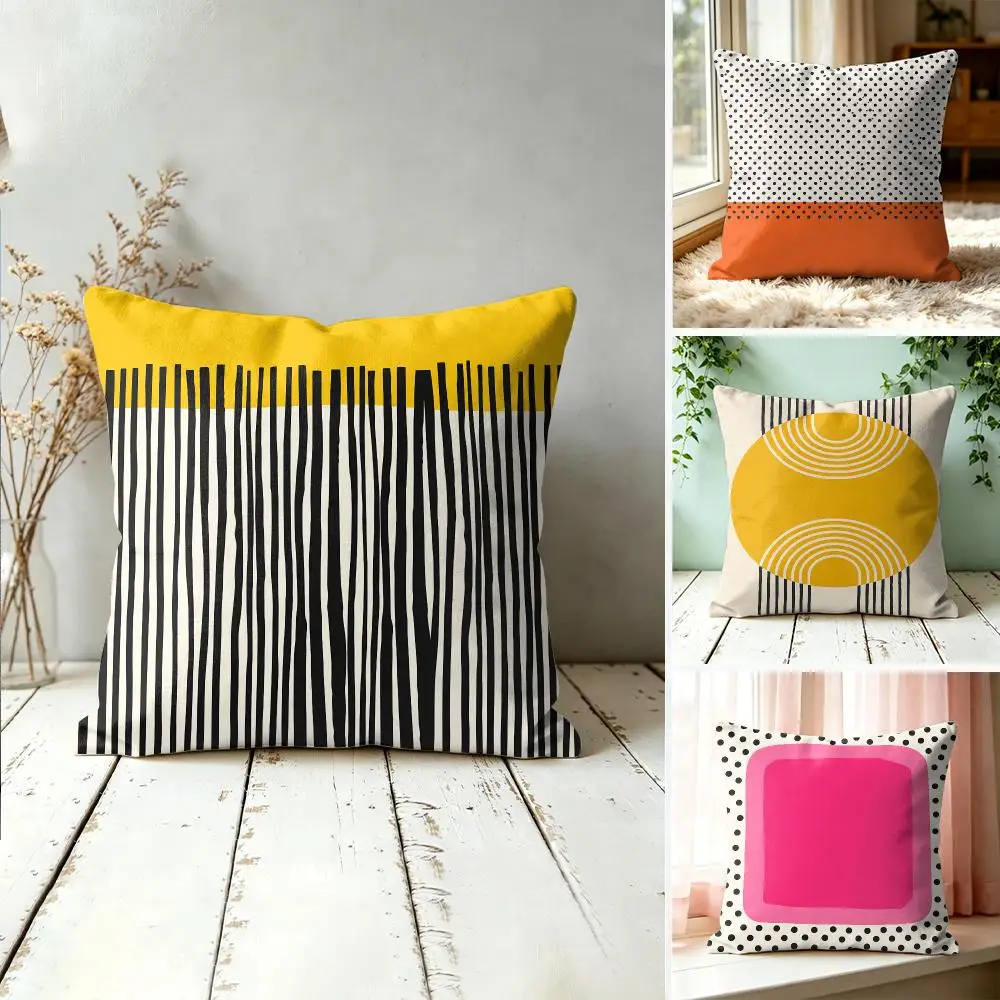 Mid Century Modern Pop Art Cushion Cover Square Decorative Throw Pillow 40x40cm For Sofa Bedroom Living Room Home Decor