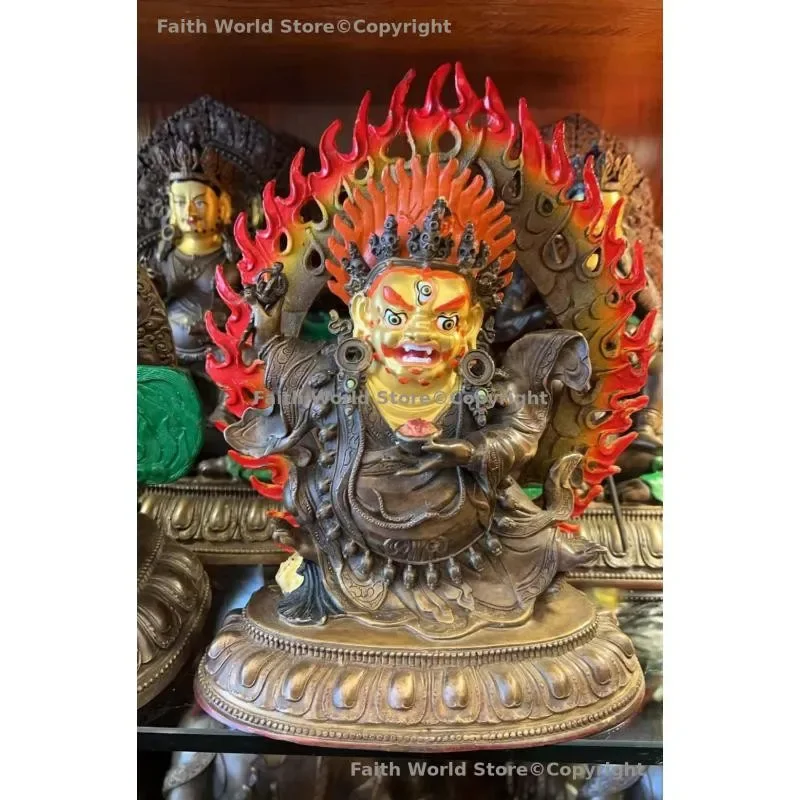 

Buddhist supplies Buddha statue Angry Dharma Protector Buddhism DA HEI TIAN Two arm Mahagala Saha World figure of the Buddha