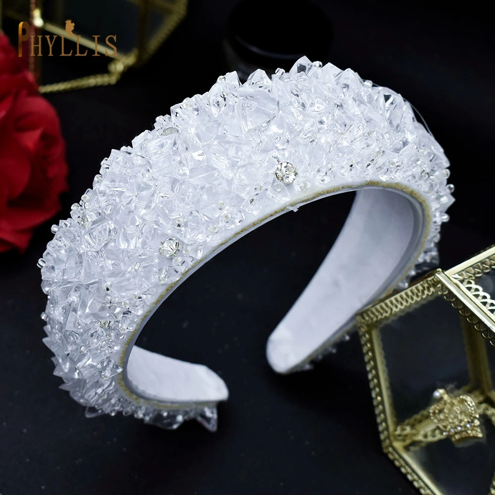 A23 Crystal Wedding Headbands Princess Headdress Shiny Bride Hairband Handmade Adult Hair Accessories Sequin Padded Headwear