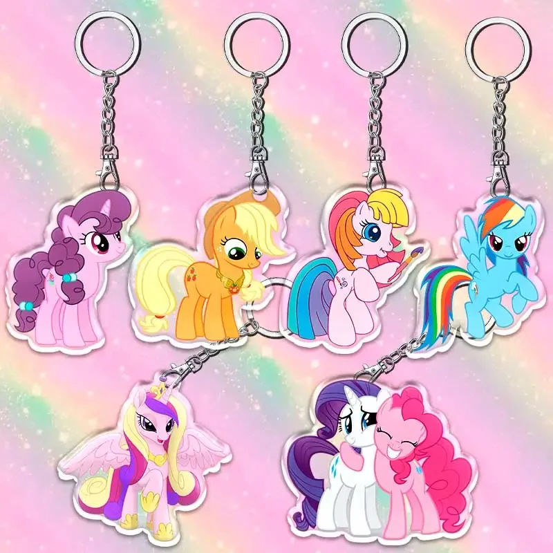12cm My Little Pony Student Backpack Key Twilight Sparkle Pendant Acrylic Cute Keychain Cartoon Keychain Children's Holiday Gift