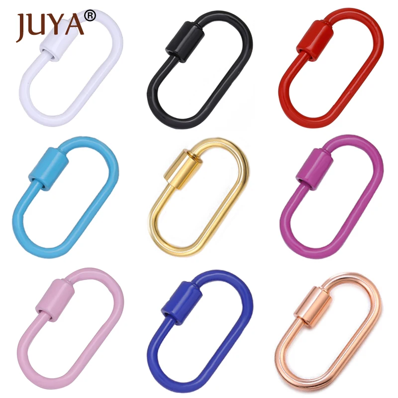 JUYA Jewelry Making Clasps Enamel Oval Shaped Lock Carabiner Smooth Copper Clasp DIY Necklace Bracelet Jewelry Findings