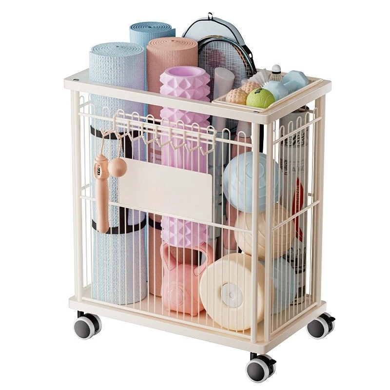 For Rotating Movable Yoga Mat Multi-purpose Trolley Organizing Cart Storage Rack Home Fitness Equipment Storage Basket