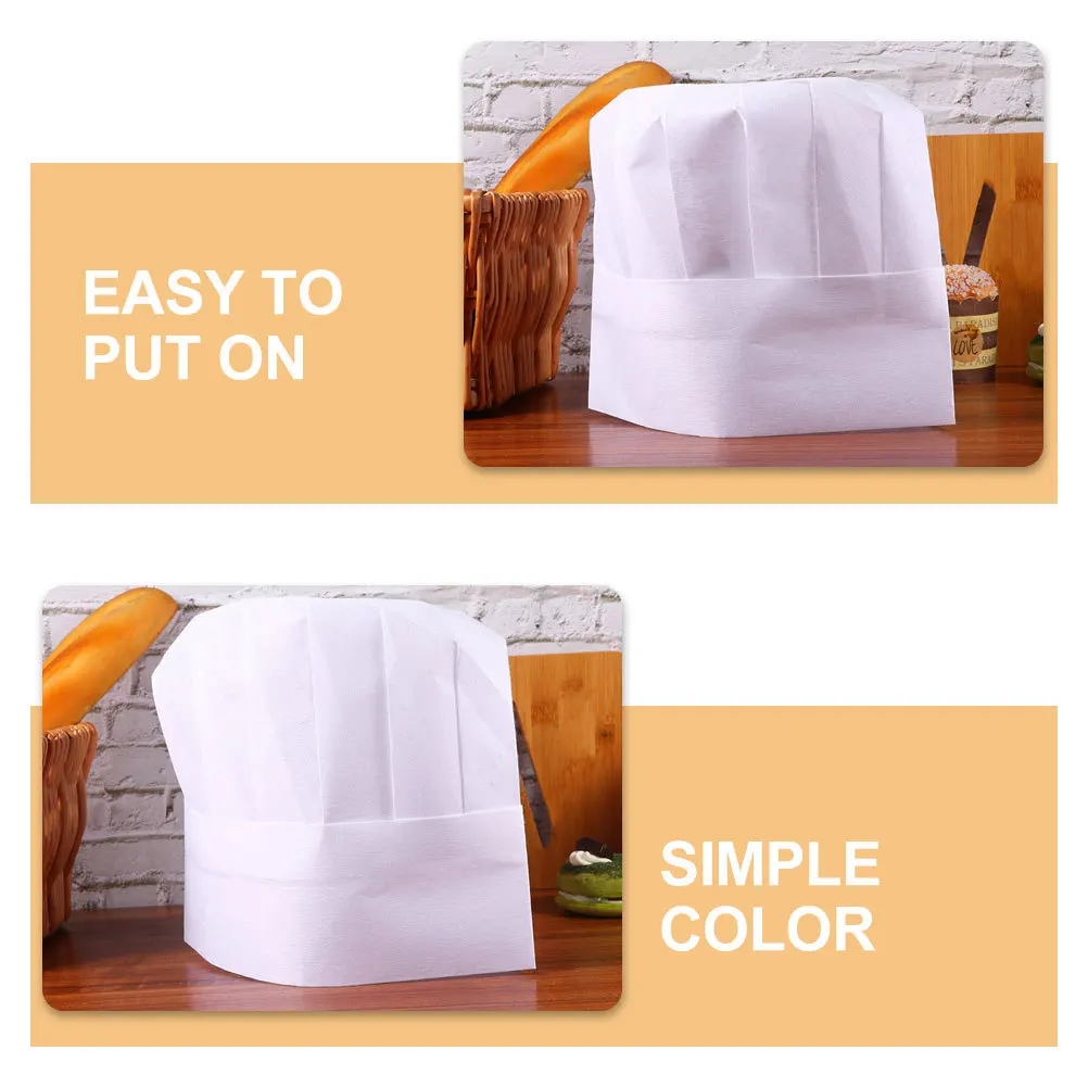 12 szt. Papierowych czapek kucharskich, wygodne, małe, jednorazowe czapki do gotowania, czapki uniformowe do odgrywania ról kucharza, papierowa czapka kucharska.