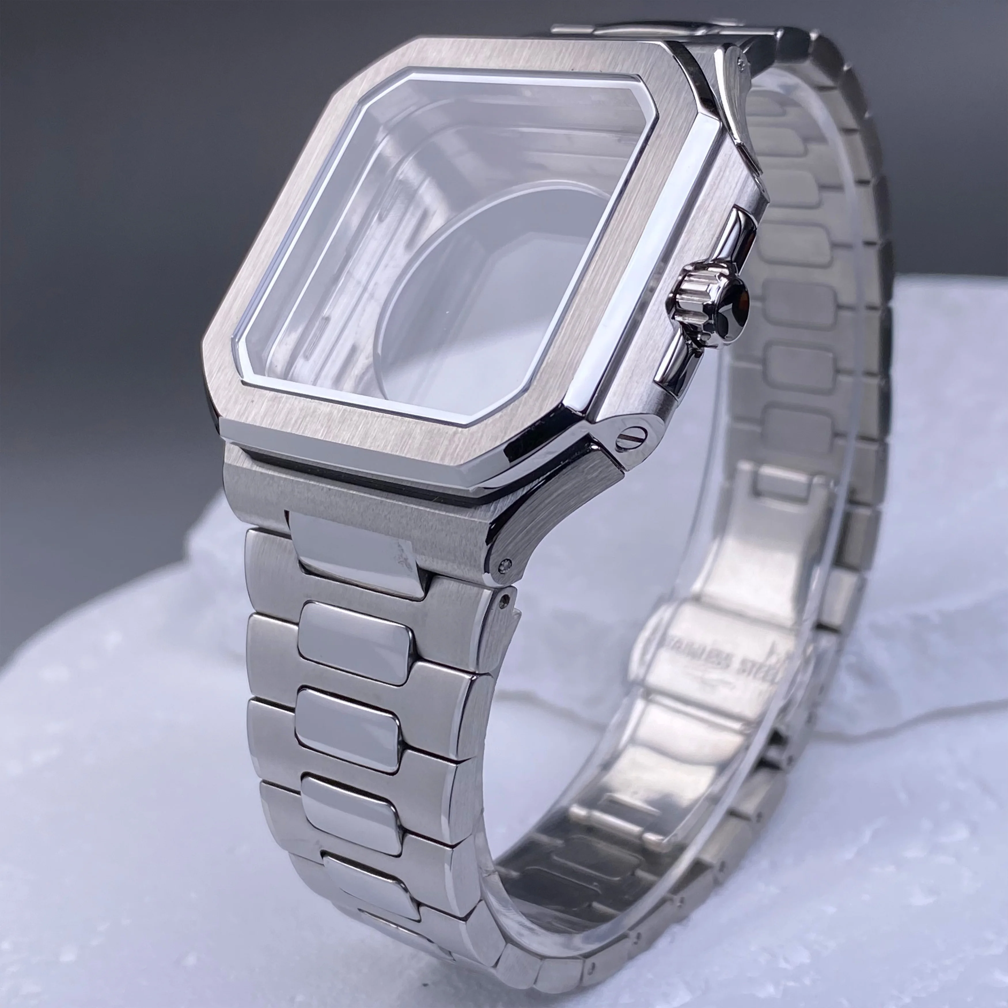 NH35 37.5mm per PP CUBITUS Cassa dell'orologio Accessori per Seiko NH35 NH36 cassa del movimento Misura 29.5mm Quadrante nero cinturino in acciaio inossidabile