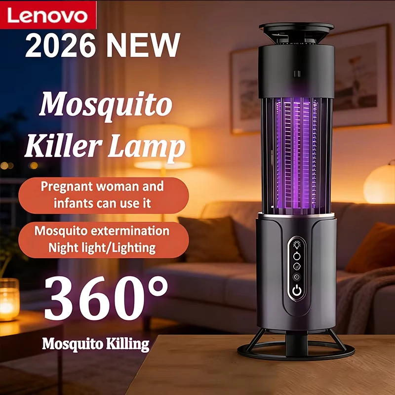 Lâmpada Mata-Mosquitos Lenovo, Armadilha para Insetos, Lanterna de Camping, USB, Com Temporizador, Raquete Elétrica para Mosquitos, Repelente de Insetos para Uso Externo