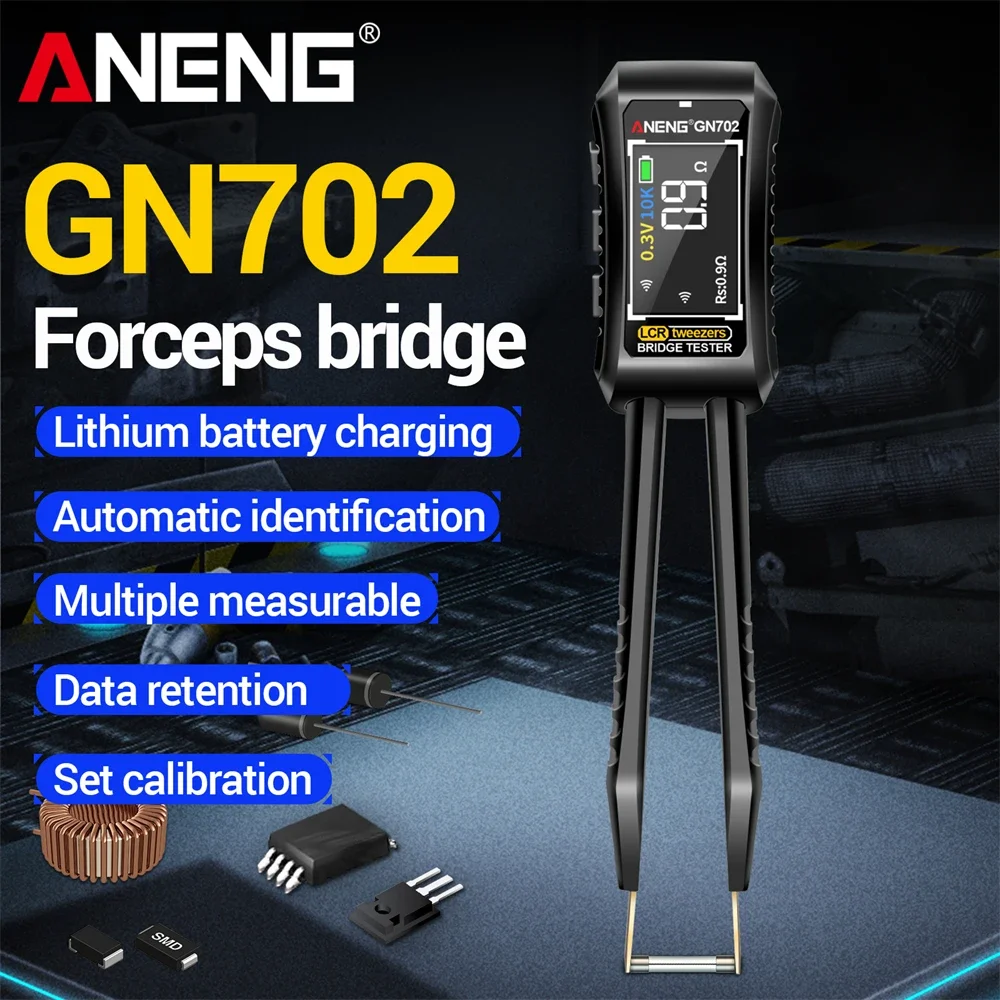 

Smart LCR Bridge Tweezer Forceps Detection Tool ANENG GN702 Rechargeable High Precision Inductance Capacitors Resistance Tester