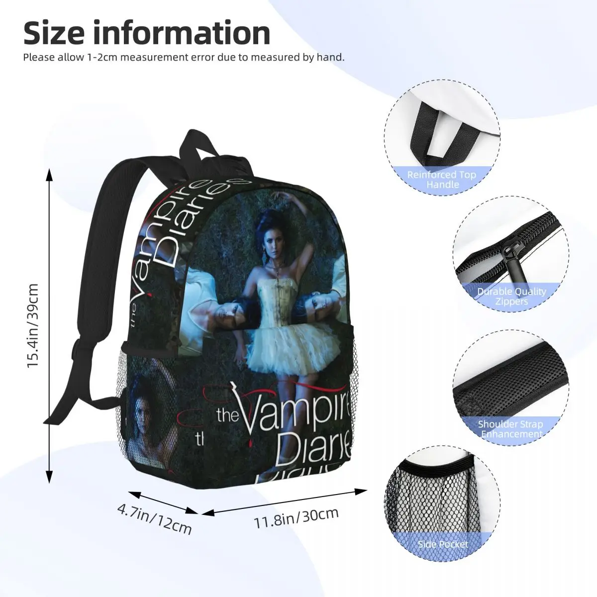 The Vampire Diaries Damon Salvatore Backpack Student BookBag Children School Bag Computer Shoulder Bags for Men Women