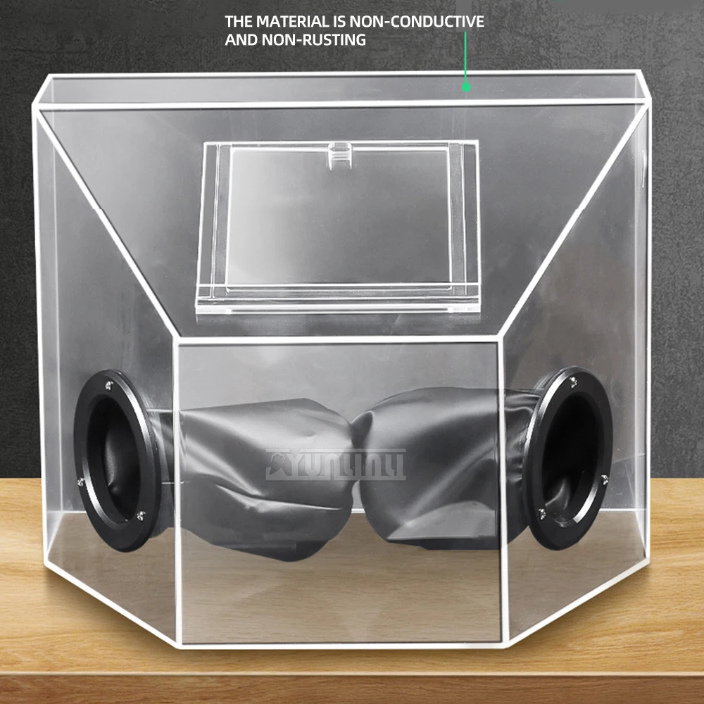 صندوق متكامل مقاوم للغبار من الأكريليك السميك لنقش الذهب/الفضي وتلميع عجلة التلميع والأسنان ومعالجة المجوهرات