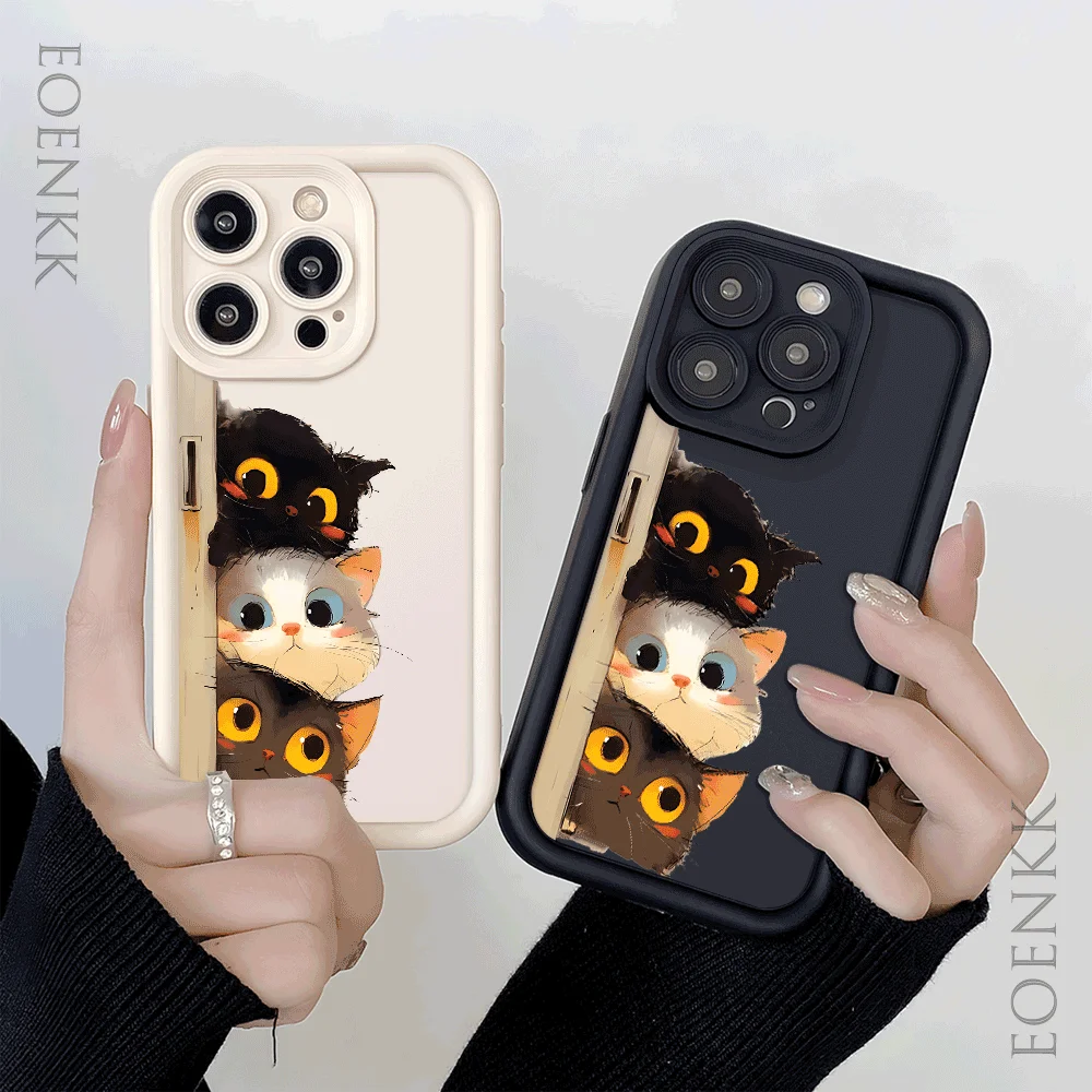 Stoßfeste Handyhülle für iPhone 16 15 14 13 12 11 Pro Max XS XR X 14 15 16 Plus 12 13 Mini Lustige Cartoon-Katze Silikonhülle – Detail 2