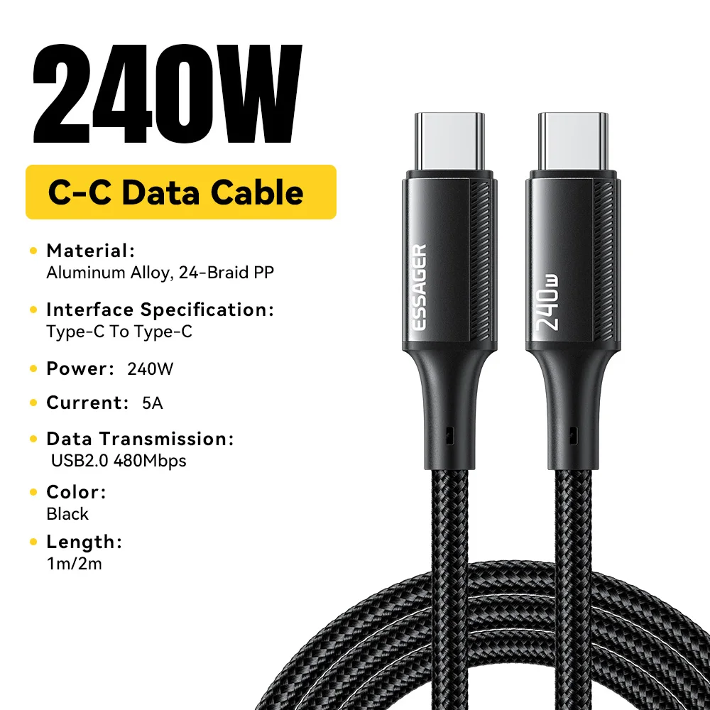Essager USB Typ C auf USB C-Kabel für iPhone 15 240 W PD 5A Schnellladekabel für MacBook Huawei Samsung Typ-C-Kabel