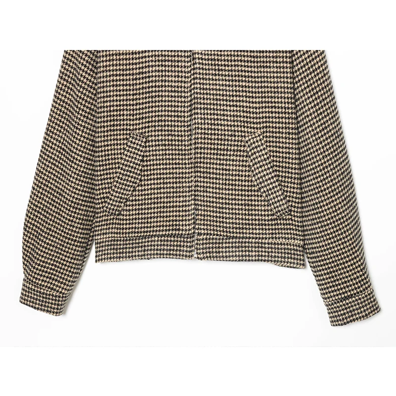 سترة نسائية منقوشة بأكمام طويلة وجيوب وسحاب سترات نسائية أنيقة معاطف 2026 ربيع الخريف ملابس خارجية غير رسمية للسيدات