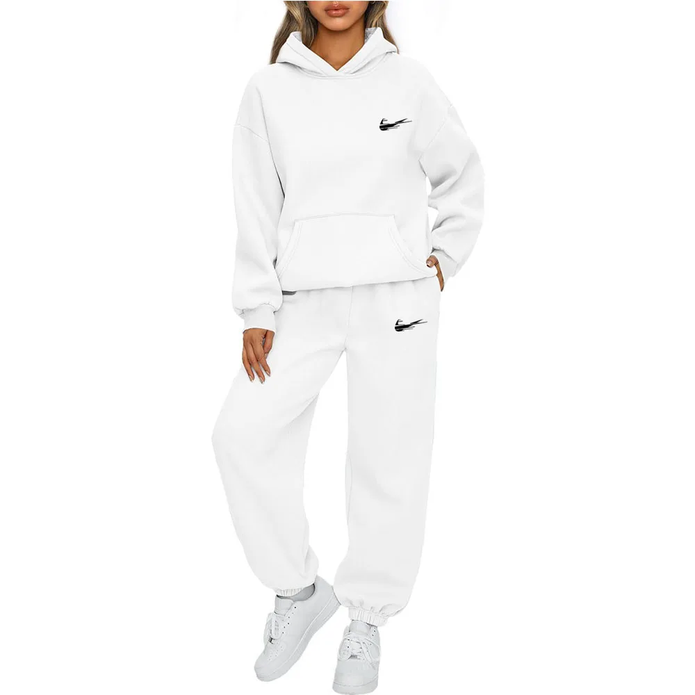 Women's Casual Tracksuit 2pcs Set Hoodie and Sweatpants Faith Printed Sportswear High Quality Ladies Home Outdoor Fashion Outfit