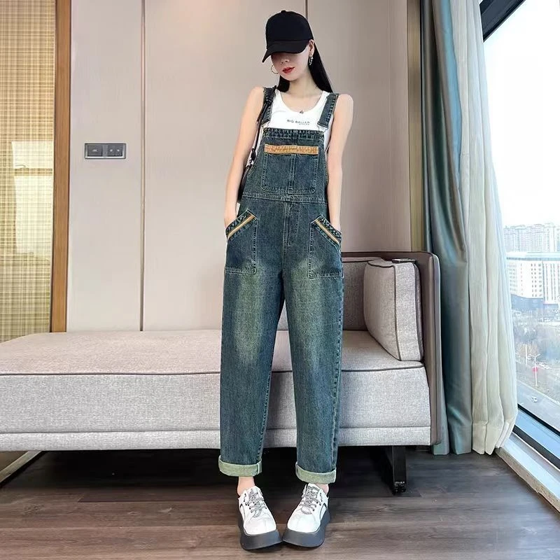 

​ Винтажные джинсовые комбинезоны для женщин 2026: Новинка весна-осень, свободный крой, молодежный повседневный стиль ​