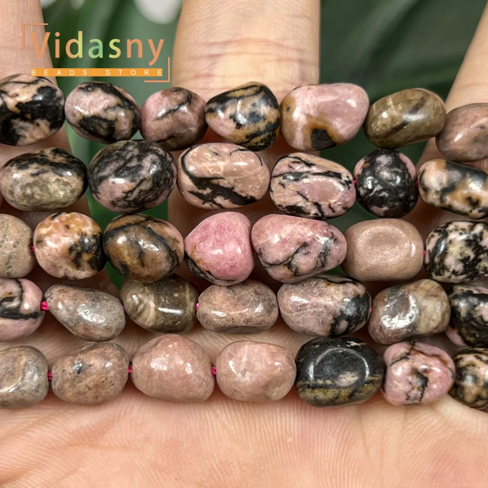 8-10mm Natürliche Schwarze Rhodonit-Perlen, Unregelmäßige Ovale Lose Perlen für Schmuckherstellung, DIY-Armbänder und Accessoires – Detail 8