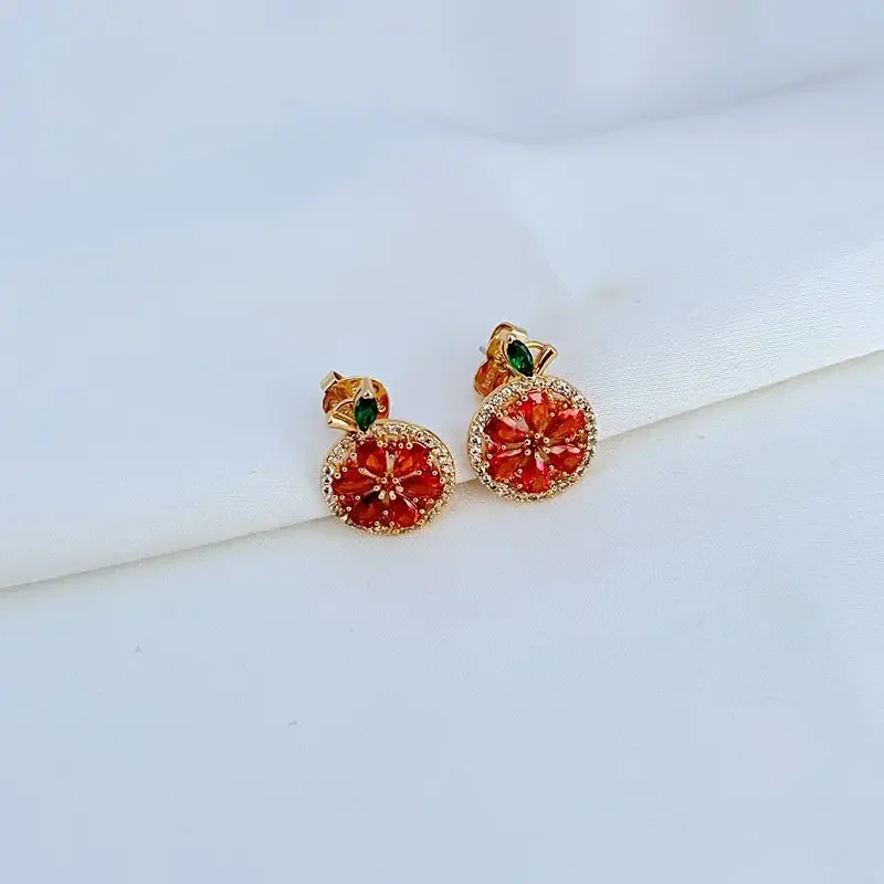 

KS European and American Fashion Trends Versatile Niche Simple Design Orange Earrings