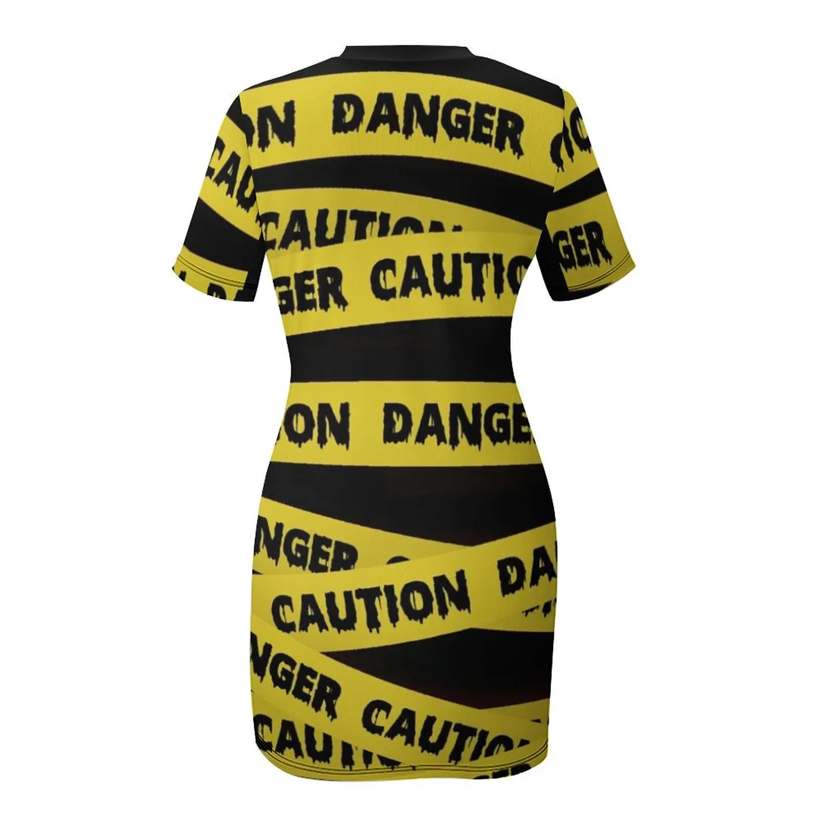 Peringatan Tape Danger Duty Tape gaun lengan pendek wanita elegan set pakaian pantai untuk wanita