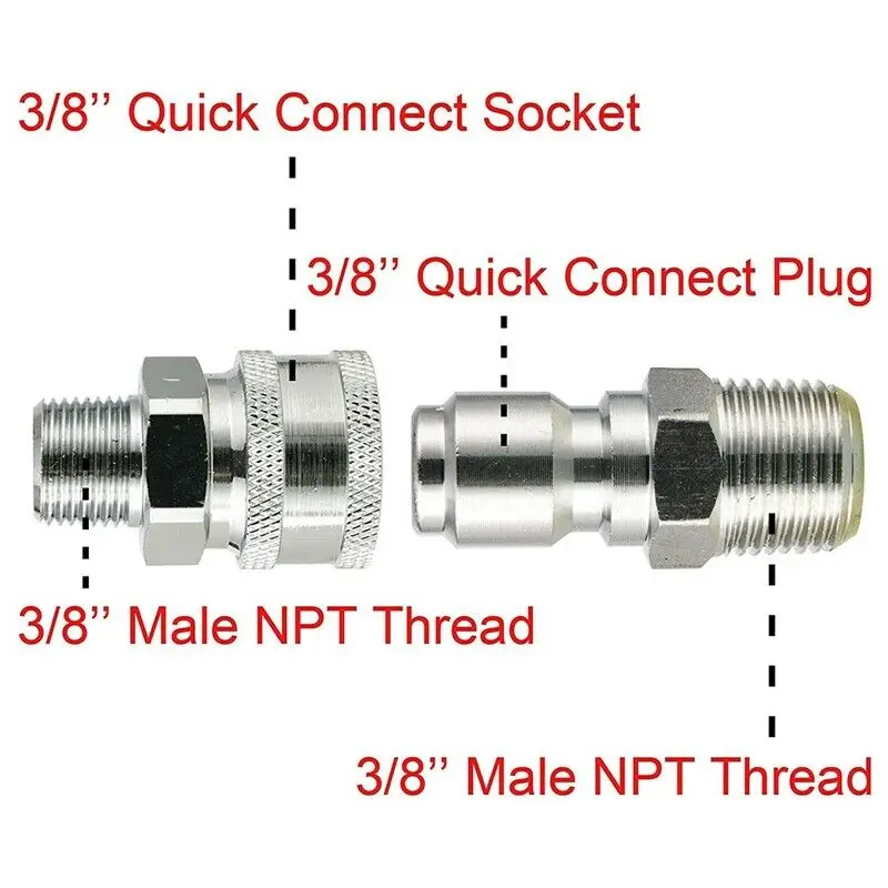 High Quality Injectors Pressure Adapter Adapter Kit Stainless Steel 3/8 Inch Male 5000 PSI High Quality High Quality