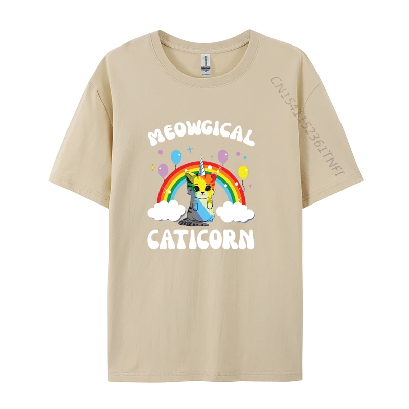 Meowgical Caticorn Funny Unicorn Cut T Shirts Tees Fashion Cotton Customized Luxury T Shirt Men High Quality