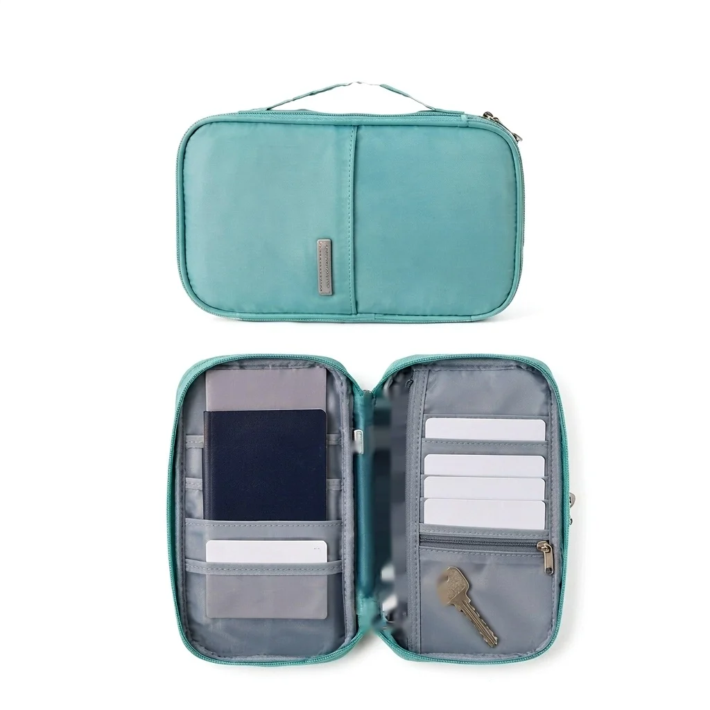 Portable Travel Document Bag Multi-Function Passport Holder Business Trip Storage Case Convenient Carry-On Aircraft Bag