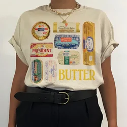 Boter Grafische T-Shirts Vrouwen 90S Retro Grappige Boter Lover T-Shirt Schattig Foodie T-Shirt Unisex Vintage Grunge Esthetische Kleding