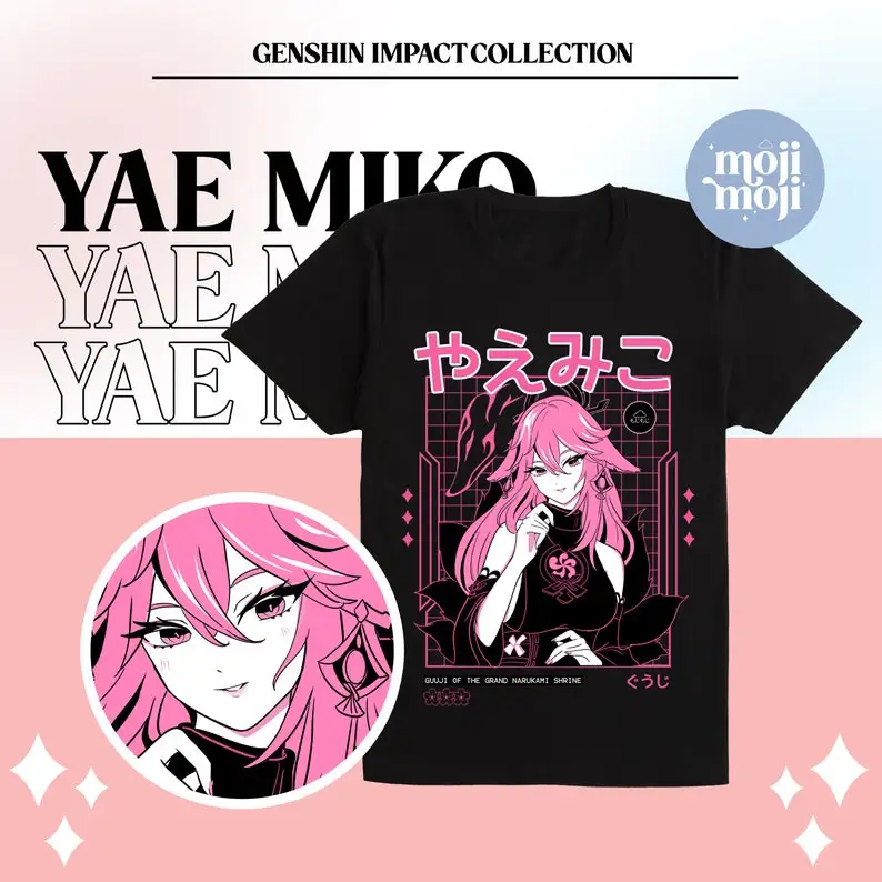 

Genshin Shirt Yae Miko FRONT PRINT, Genshin Impact Tshirt