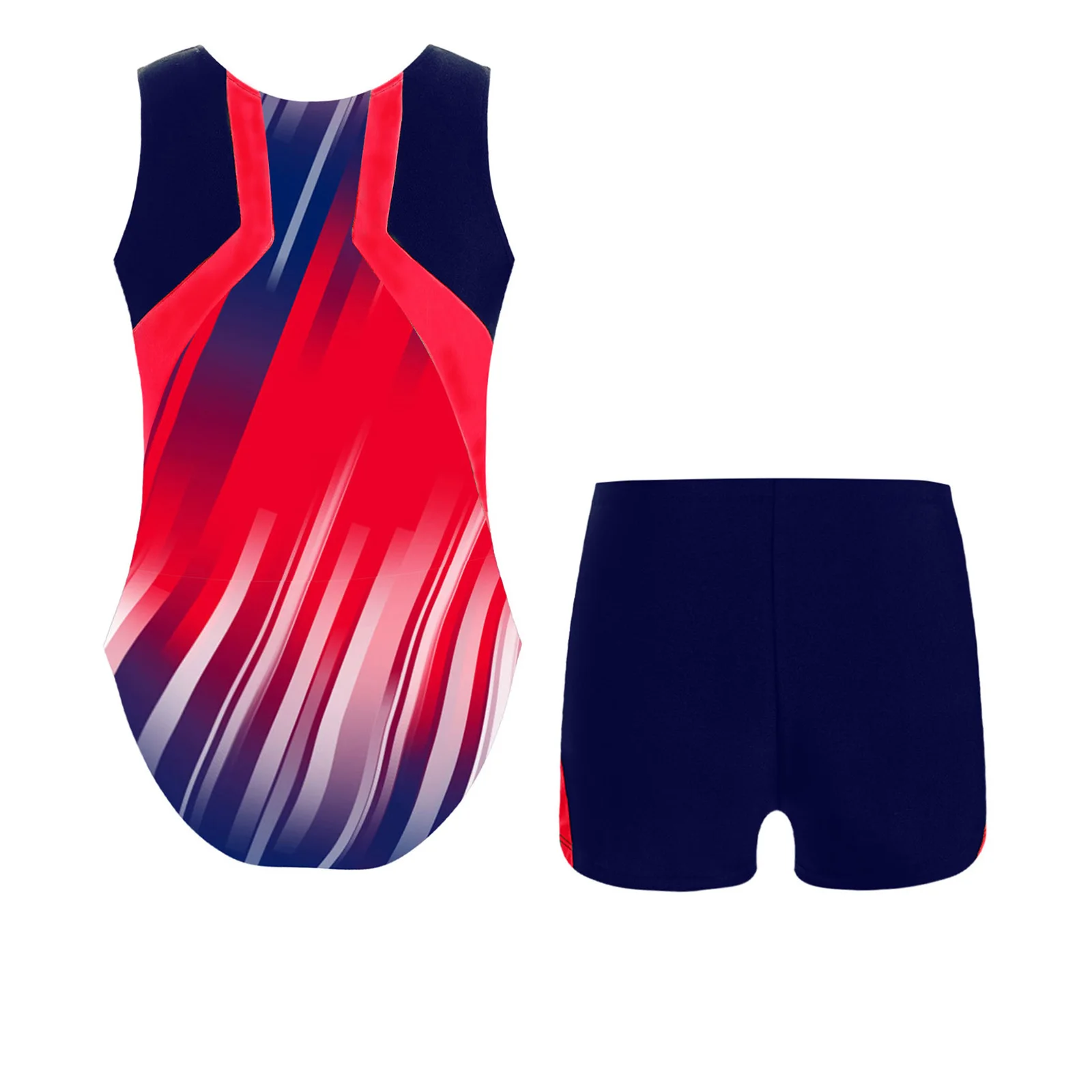 2025 New Kids Boy Sportswear Gymnastics Training Outfit Sleeveless Leotard+Shorts Outfit for Surfing Swimming Beach Pool Party