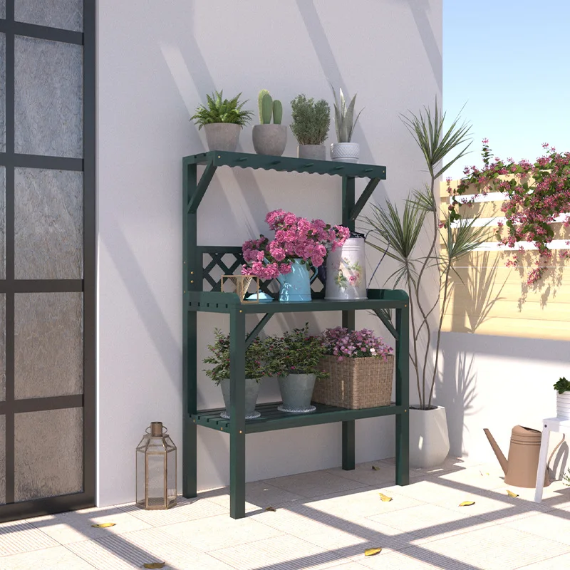 Gardening workbench operation Household planting tool storage rack, outdoor preservative wood garden