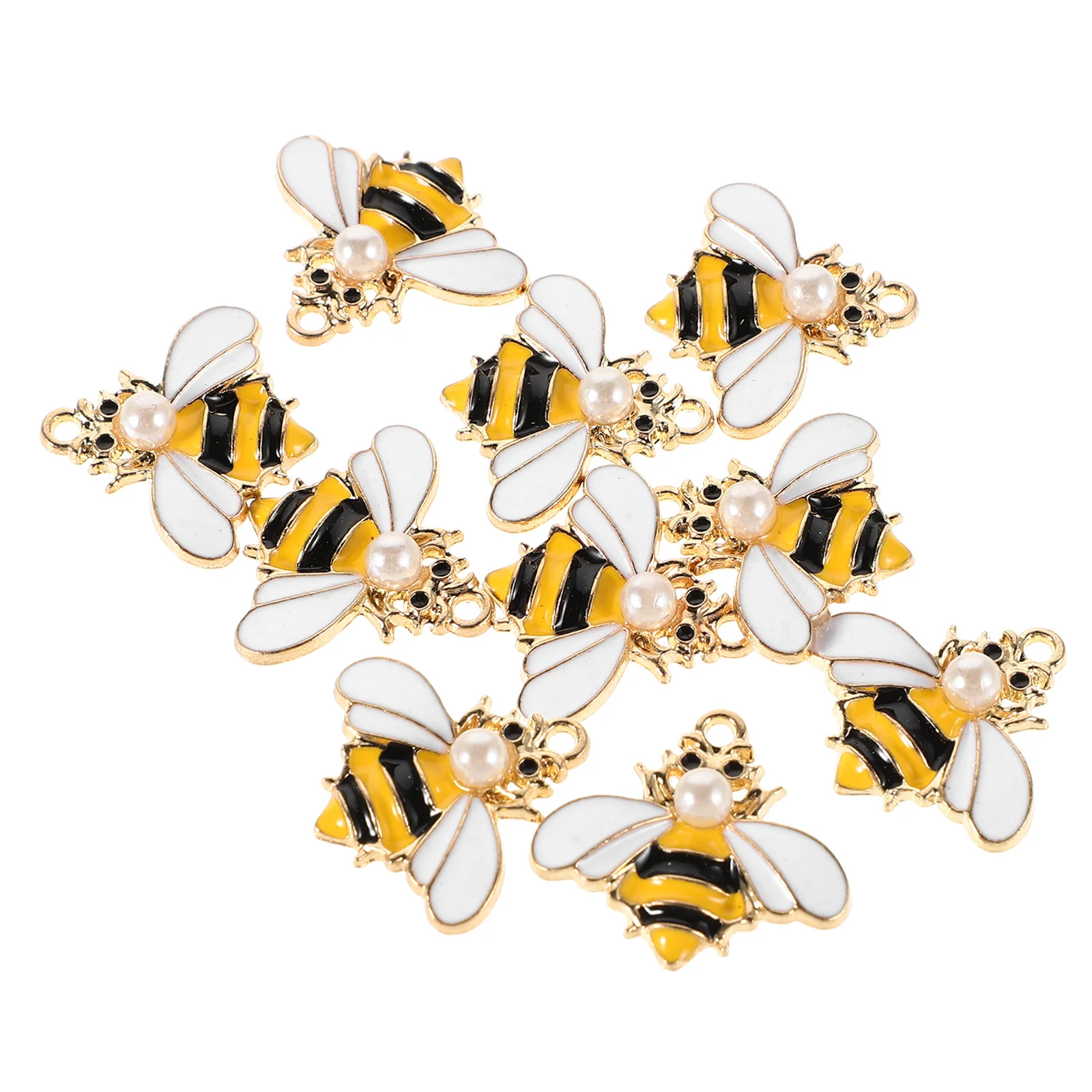 

10pcs Jewelry Making Accessories Tiny Bee Charms Handmade Alloy Pendant Earrings Customizable DIY Crafts Bright Colors