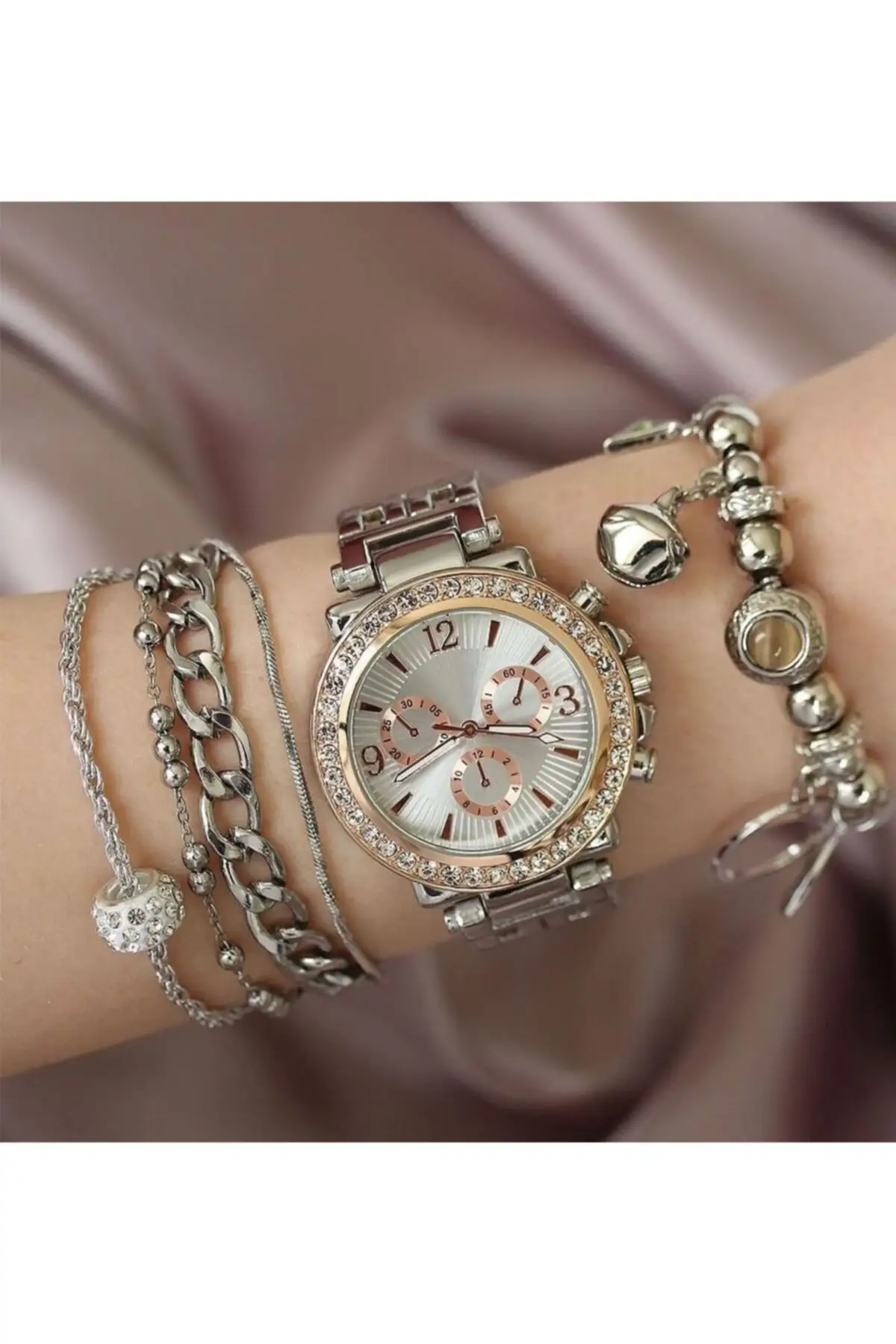 Women's Dark Blanc Cubic Zirconia Metal Wrist watch