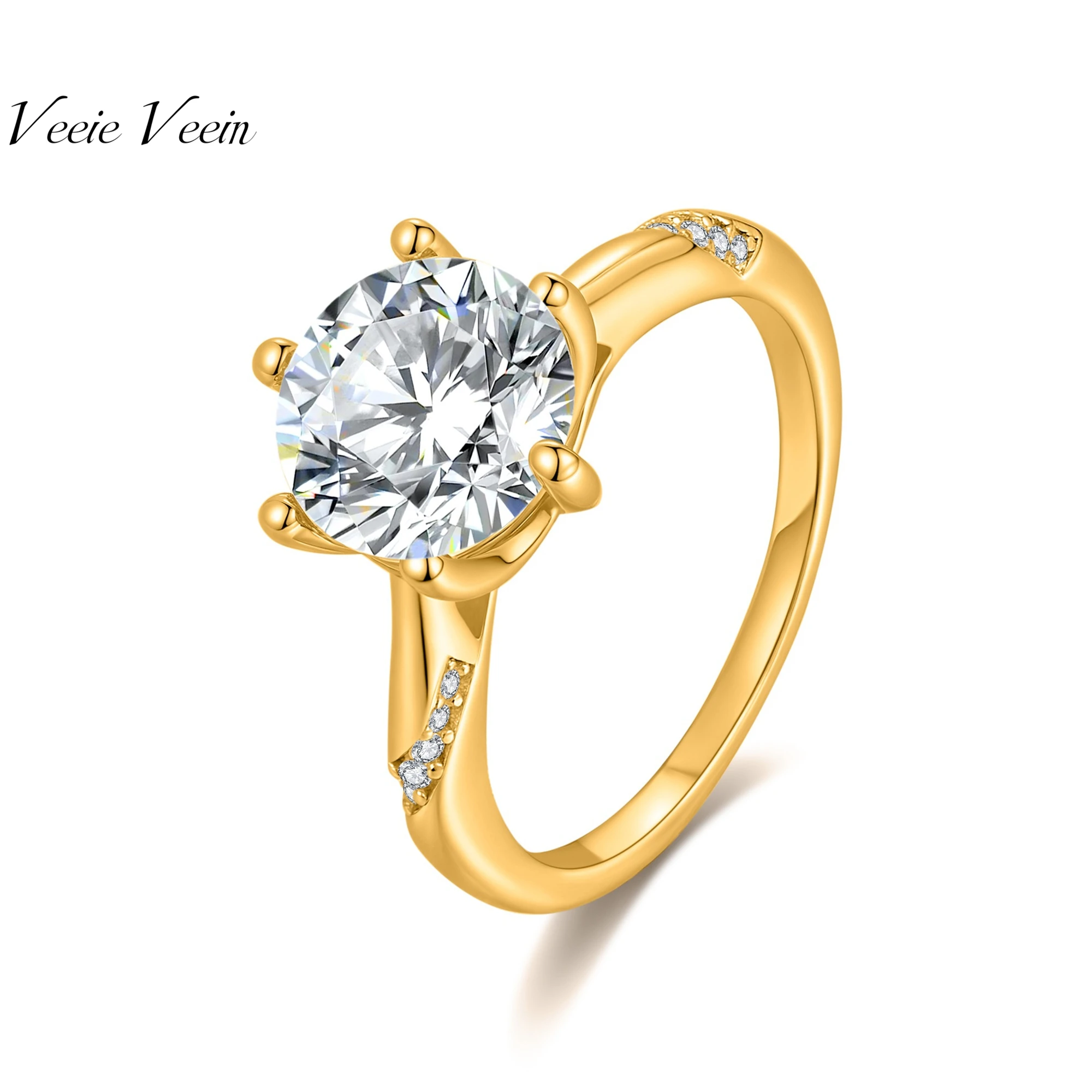 

Veeie Veein Элитный бренд GRA Сертификат Новое кольцо из чистого серебра 925 пробы 1/2/3 Carmosan Six Claw Design Sense Ring Ювелирные изделия