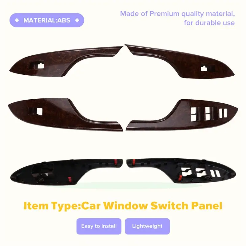 

AB59-Car Window Switch Panel Door Handle Armrest Trim Window Lift Cover For Toyota Corolla 2006-2013 Peach Wood Grain