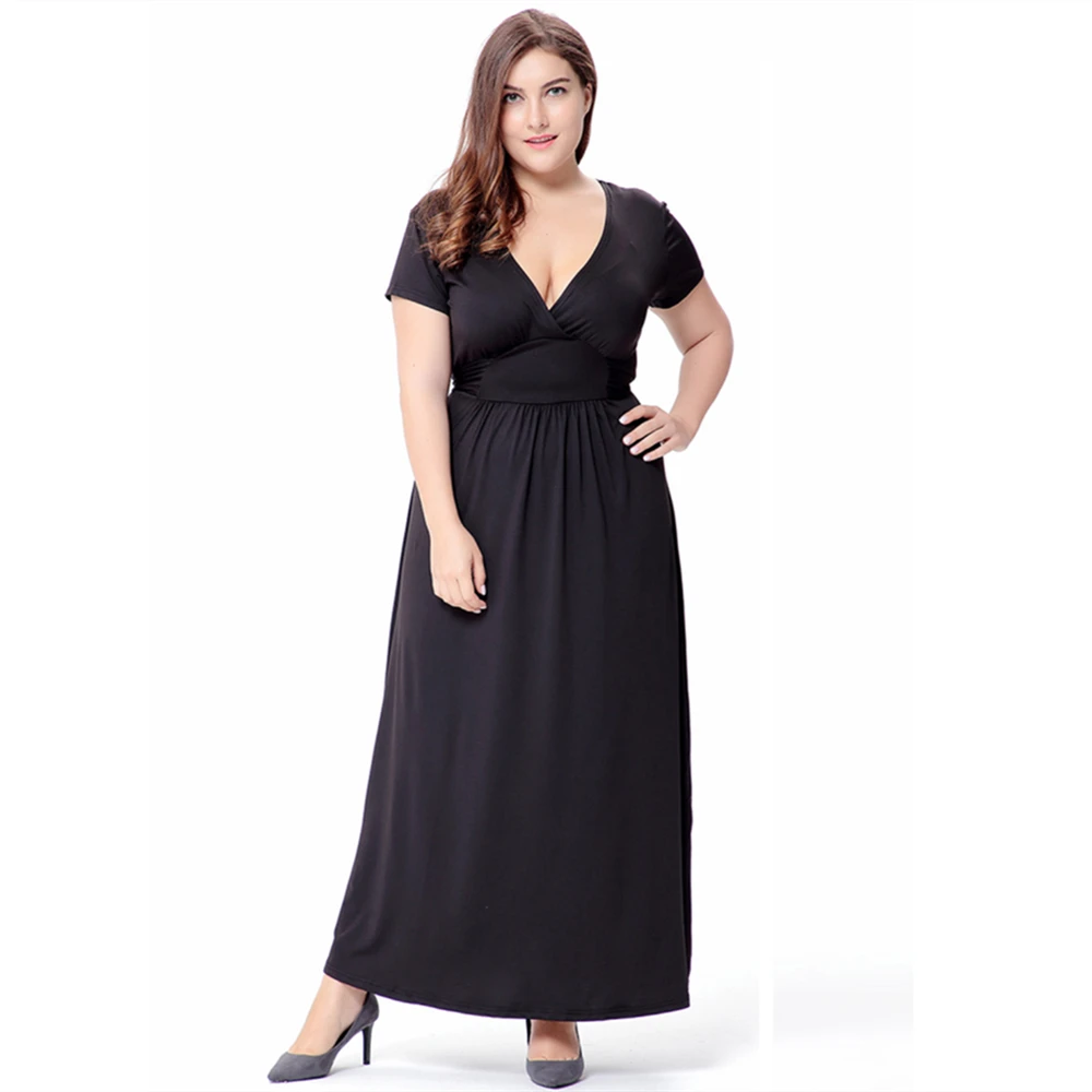 2021 Summer Hot Sale European And American Style Plus Size V-Neck Dress For Women