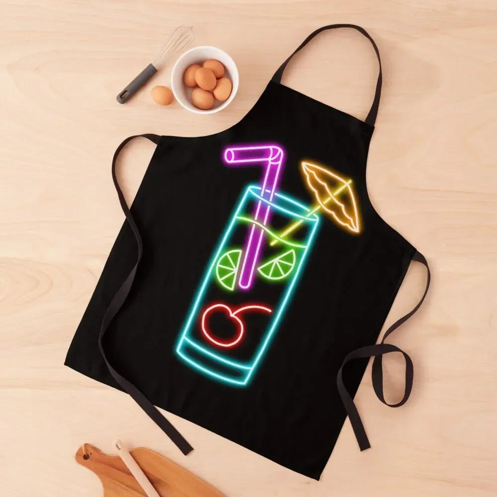 

Neon light cocktail Apron men Barista Chef Uniform professional kitchen Apron