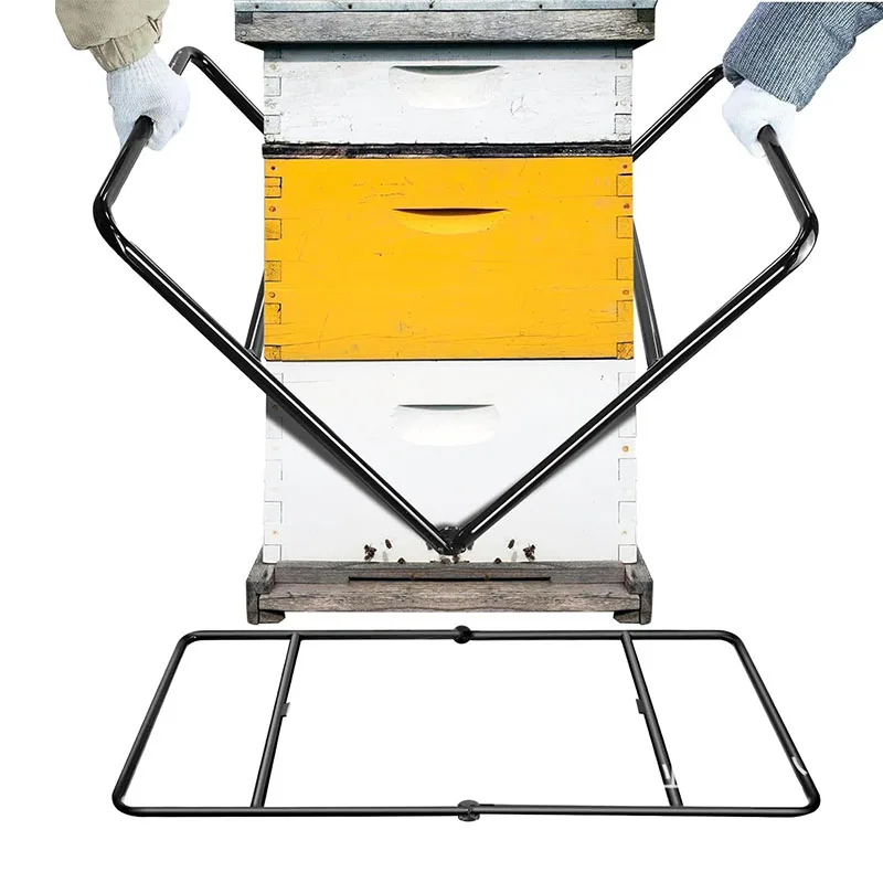 Foldable Beehive Carrier Lifter Heavy Duty Iron Beehive Moving Frame with Buckles Portable Beekeeping Tool for Stacked Beehives