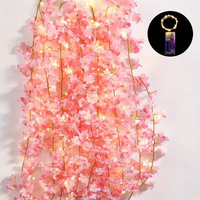 1pc Cherry Blossom String Lights Pink Cherry Copper Fairy Lights Battery Powered For Home Garden Bedroom Wedding Festival Decor