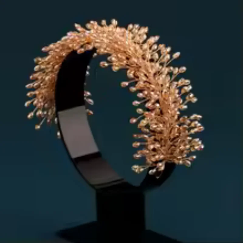 

DIY Pure Handmade Wedding Bridal Hair Hoop Crystal Rhinestone Headwear Headdress for Women Hair Ornament Accessories Jewelry