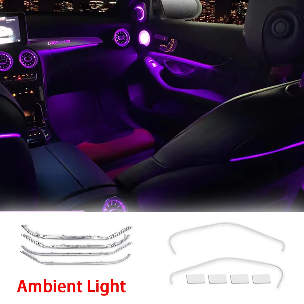 For Mercedes-Benz C/GLC Class W205 X253 Ambient Light Kit 12/64 Colors Lighting Line Ambient Light Car Interior Atmosphere Light