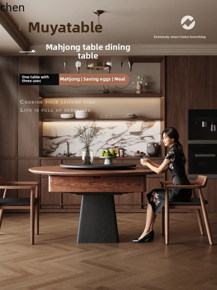 طاولة طعام HTT mahjong، طاولة طعام مزدوجة الأغراض، ماكينة جونغ متوسطة وقديمة، لوحة طاولة بيض أوتوماتيكية