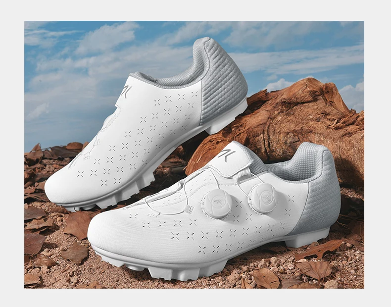 Neue MTB-Radschuhe für Herren, Weiße Leder-Selbstverriegelungsschuhe für Damen, Mountainbike-Trainingsschuhe in Übergrößen 37-48 # – Detail 7
